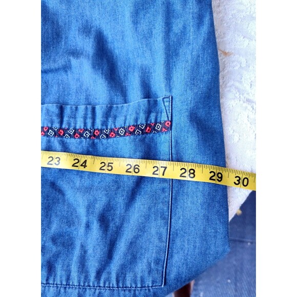 Go Softly Patio House Dress Mumu XL Plus Jean Denim Floral Embroidered Comfy - Picture 10 of 10